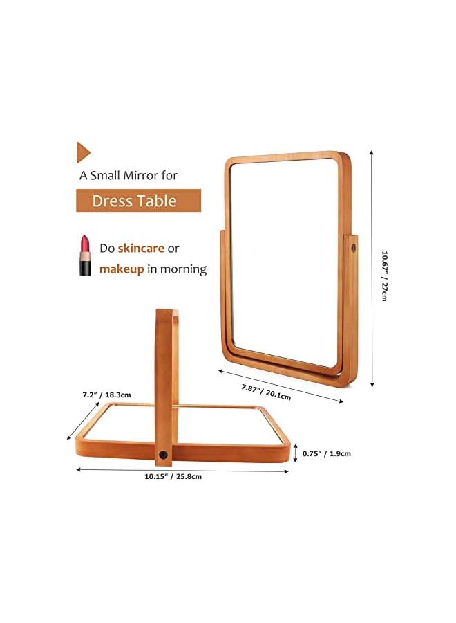 The Bros Wooden Desk Mirror for Makeup, Rectangle Shaped with Adjustable Stand - Image 4