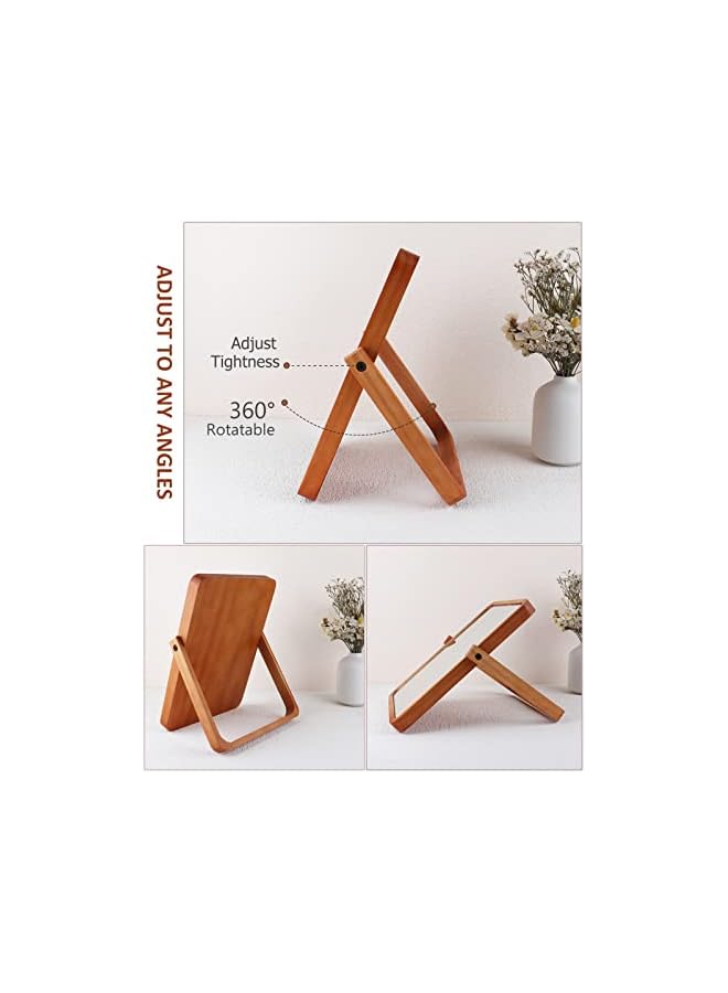 The Bros Wooden Desk Mirror for Makeup, Rectangle Shaped with Adjustable Stand - Image 3