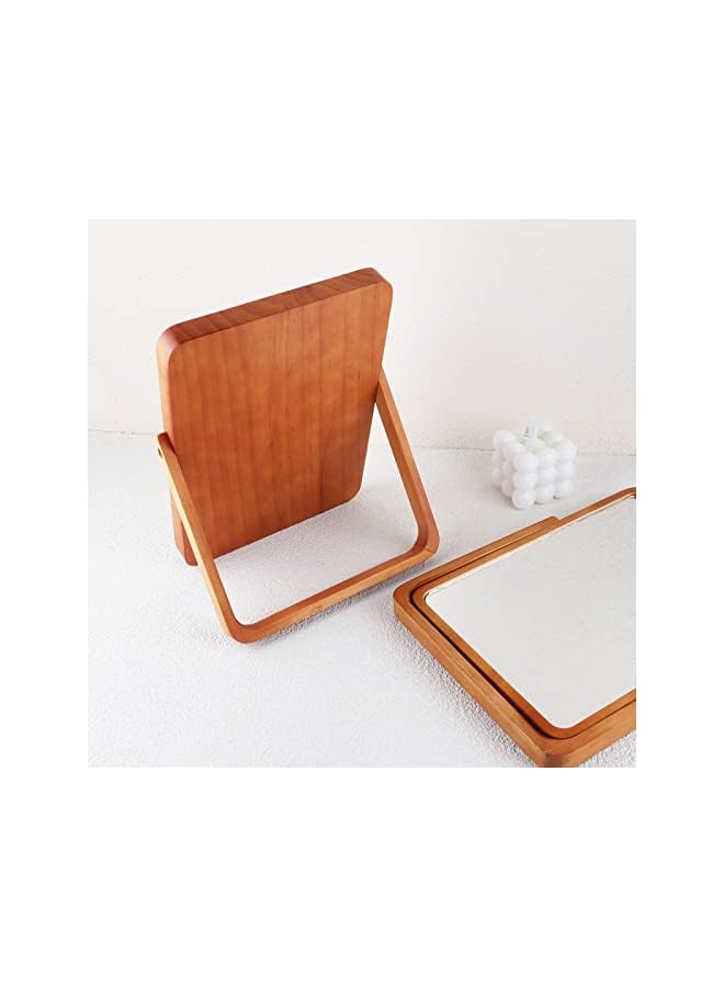 The Bros Wooden Desk Mirror for Makeup, Rectangle Shaped with Adjustable Stand - Image 5