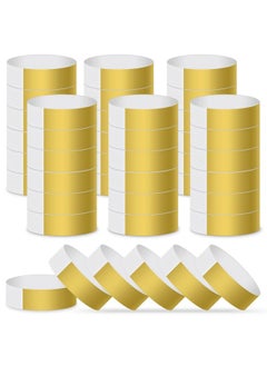 Paper Wristbands For Events 300 Pcs Gold Event Wristbands Waterproof Party Wristbands Arm Bands For Events Lightweight Concert Wristbands (Gold)