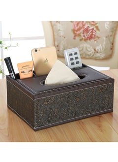 MIXDE Multifunctional Tissue Box Cover Holder,PU Leather Nightstand Organizer For Bathroom Vanity Countertops Decor,Napkin Dryer Dispenser  - Image 1