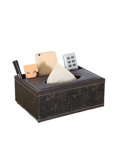 MIXDE Multifunctional Tissue Box Cover Holder,PU Leather Nightstand Organizer For Bathroom Vanity Countertops Decor,Napkin Dryer Dispenser  - Image 2