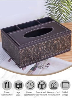 MIXDE Multifunctional Tissue Box Cover Holder,PU Leather Nightstand Organizer For Bathroom Vanity Countertops Decor,Napkin Dryer Dispenser  - Image 3