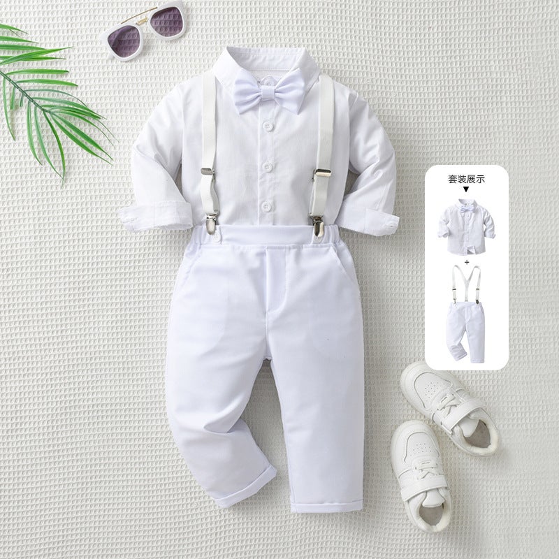 Children'S Clothing Primary Source Wash Dress Three-Piece Children'S Clothes Baby Gentleman Suspenders Boy'S Suit - Image 2