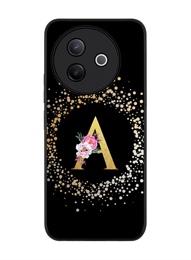 Stylizedd For Vivo Y39 5G / vivo Y300i 5G Case,Slim fit Camera Protection, Shockproof Thin Phone cover  - Custom Monogram Floral - A ( Black )  - Image 1
