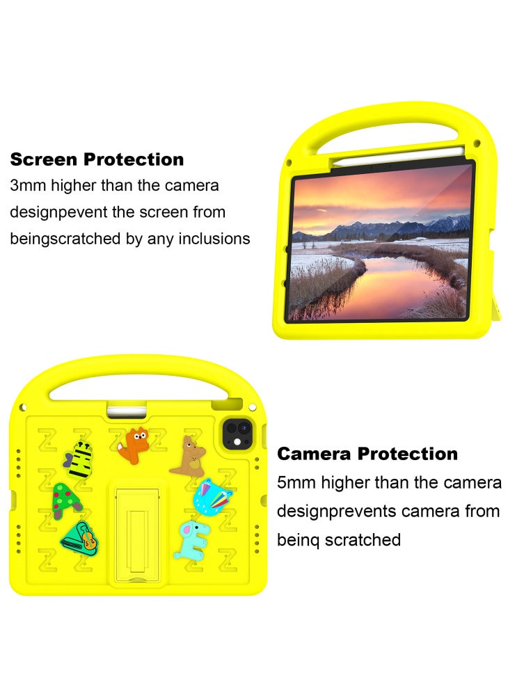 For iPad Air 11 (2025)/(2024)/iPad Pro 11 (2024) Kickstand Case EVA+PC Tablet Protection Cover - Yellow - Image 3
