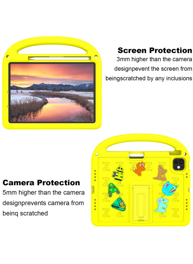 For iPad Air 11 (2025)/(2024)/iPad Pro 11 (2024) Kickstand Case EVA+PC Tablet Protection Cover - Yellow - Image 5