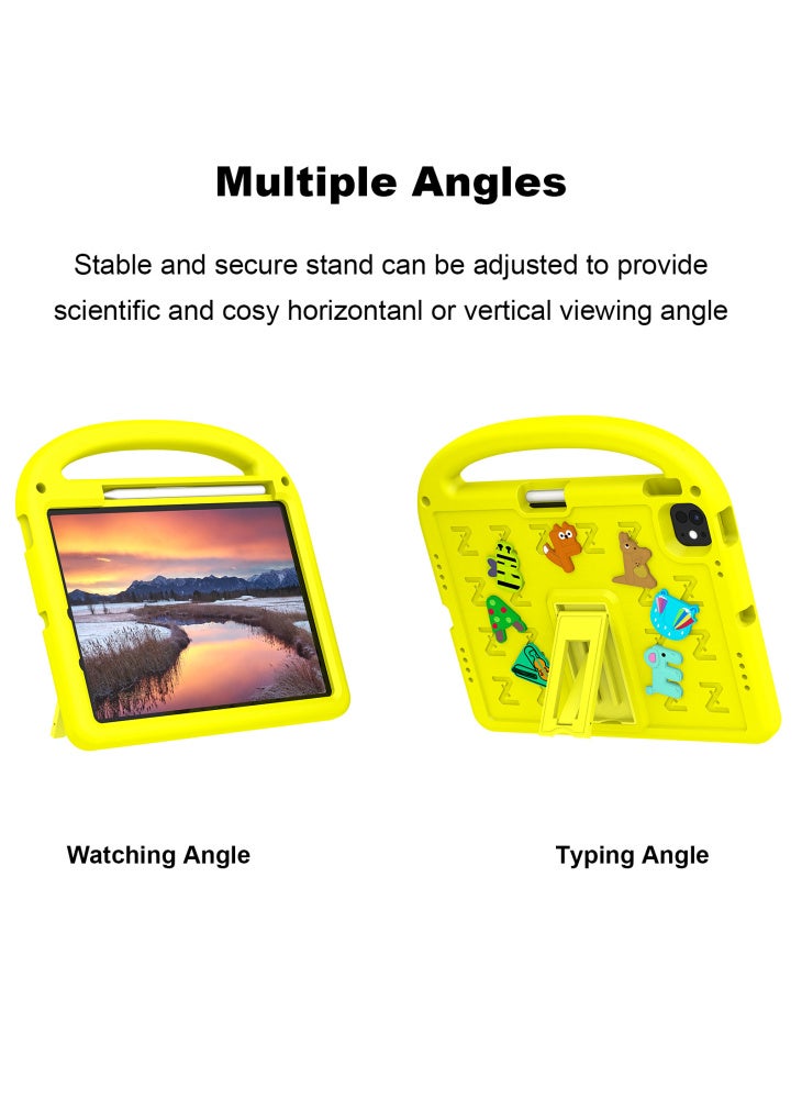 For iPad Air 11 (2025)/(2024)/iPad Pro 11 (2024) Kickstand Case EVA+PC Tablet Protection Cover - Yellow - Image 4