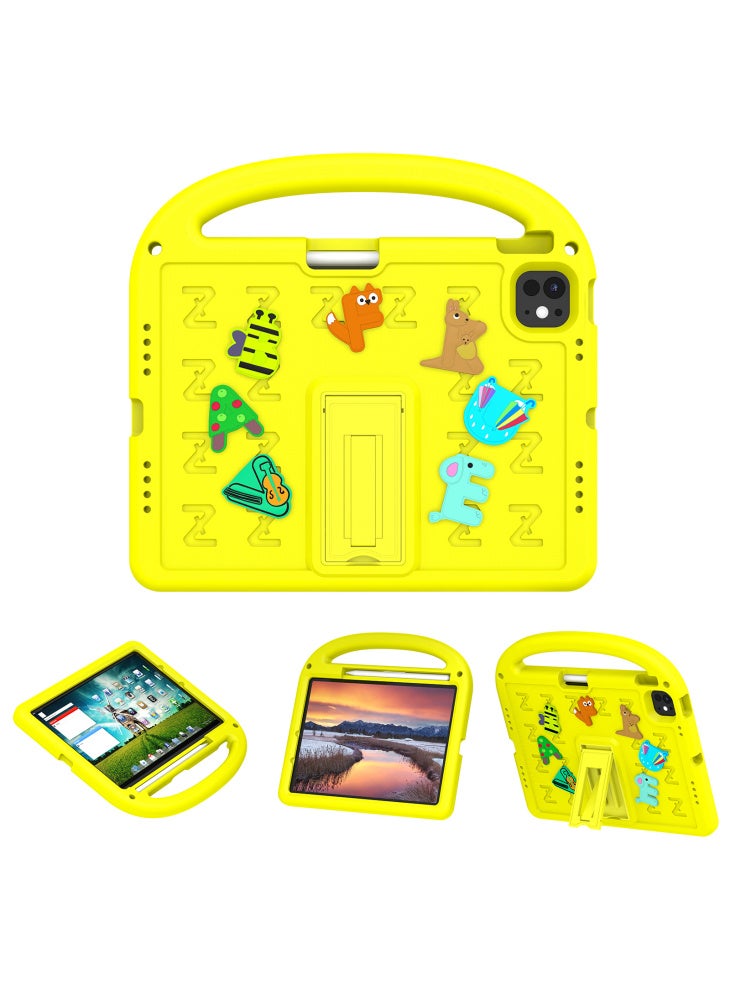 For iPad Air 11 (2025)/(2024)/iPad Pro 11 (2024) Kickstand Case EVA+PC Tablet Protection Cover - Yellow - Image 1