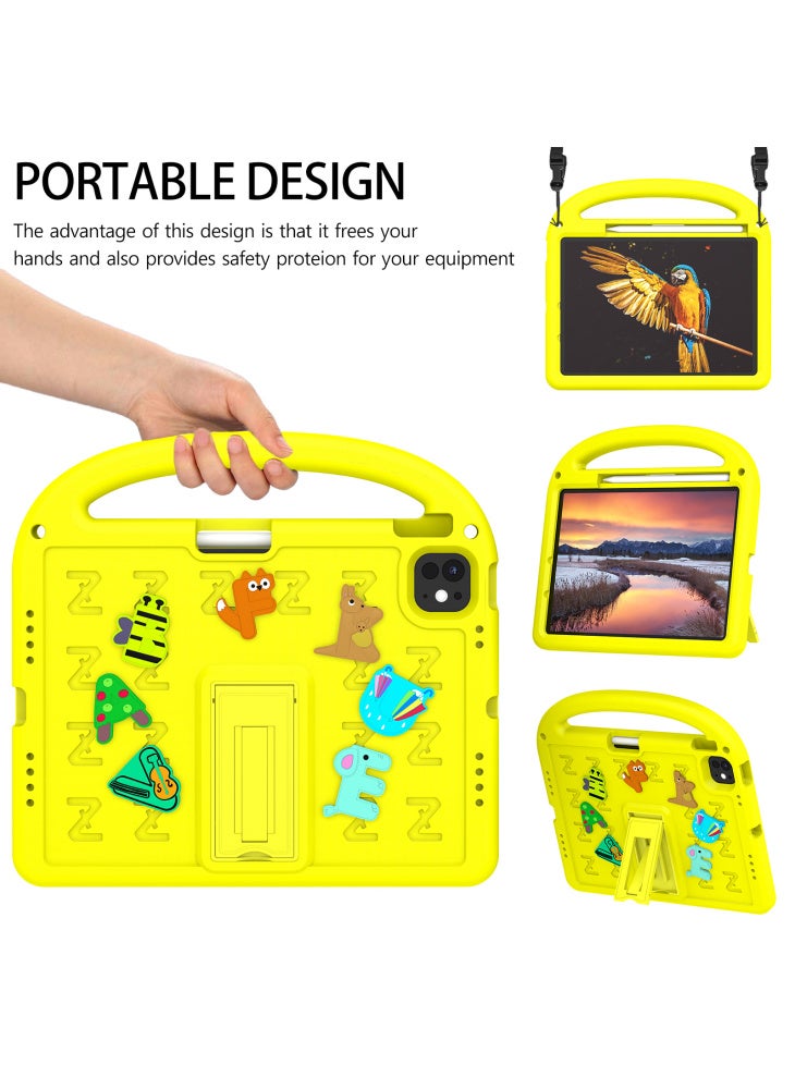 For iPad Air 11 (2025)/(2024)/iPad Pro 11 (2024) Kickstand Case EVA+PC Tablet Protection Cover - Yellow - Image 2