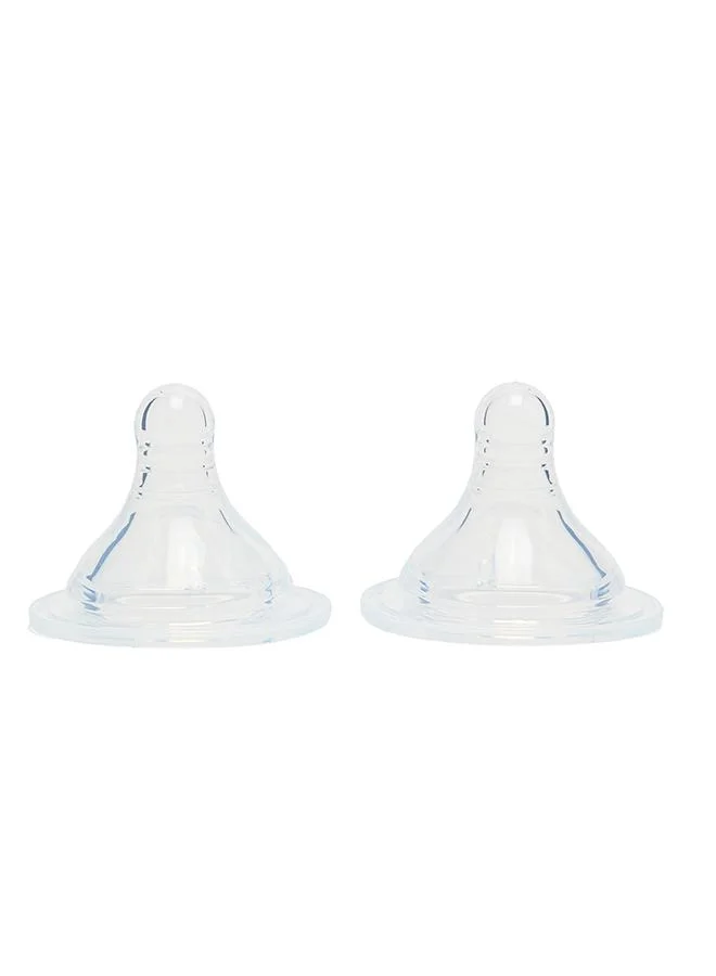 أطفال وأكثر Babies & More Baby White Wide Neck Nipple Medium Flow (Pack of 2)