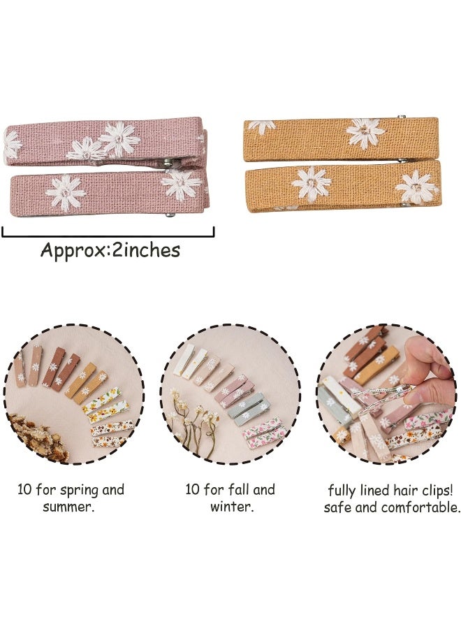 FANCY CLOUDS Hair Clips for Girls Women Toddler Baby, Assorted 20Pcs Flower Fabric Fully Lined Small Alligator Clips Hair Accessories for Teens Child Kids Gifts - Image 4
