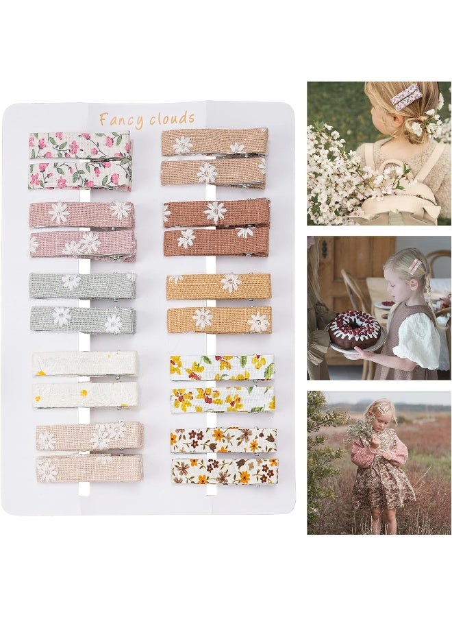 FANCY CLOUDS Hair Clips for Girls Women Toddler Baby, Assorted 20Pcs Flower Fabric Fully Lined Small Alligator Clips Hair Accessories for Teens Child Kids Gifts - Image 1