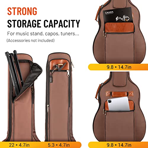 CAHAYA Guitar Bag 40 41 42 In 6 Pockets Guitar Case Water Resistent Oxford Cloth 0.5 In Extra Thick Sponge Padded for Acoustic Classical Guitar with Anti-theft Pocket CY0150 - Image 2