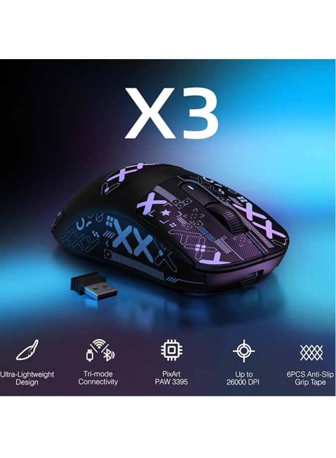 General X3 Lightweight Wireless Gaming Mouse with Non-Slip Mouse Grip Strap, Self-Adhesive Design, Delicate Elastic Band, Sweat Pads, Sweat Stickers  - Image 4