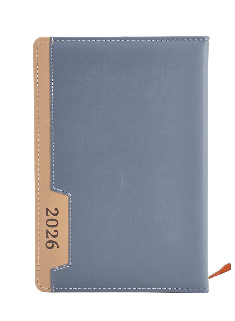 أجندة 2026 جلد صناعي مقاس A5، ورق سميك، مخطط يومي - رمادي - Image 1