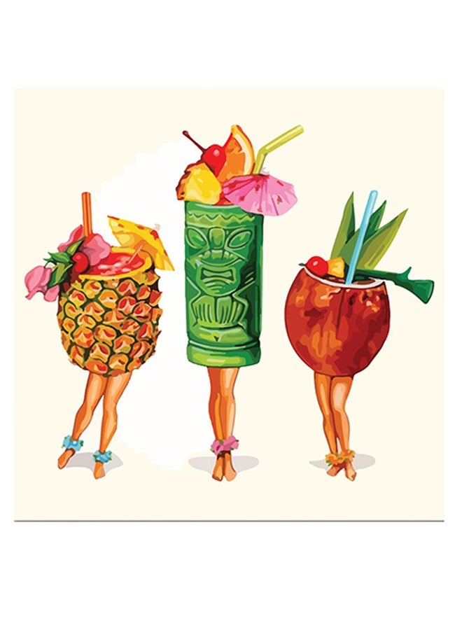 RYN Cocktails Themed Wall Art Green/Beige/Yellow 30x30cm - Image 1