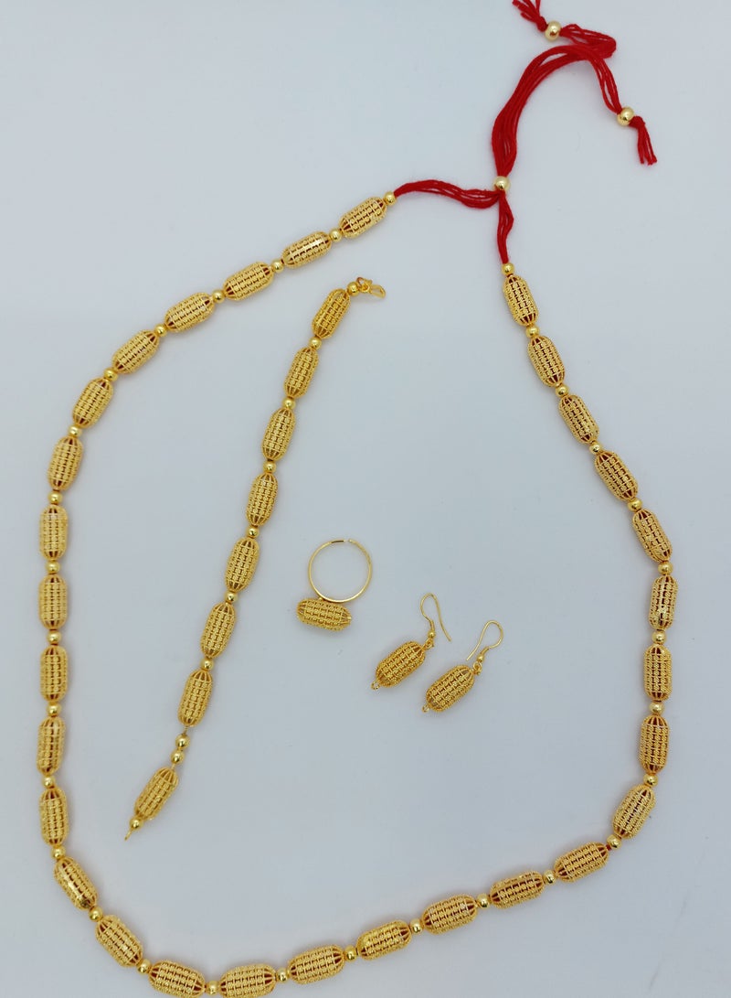 تصميم كرة مجوهرات اصطناعية تقليد مجموعة موري مالا مكونة من 4 قطع من حلقات حلقية من سوار مالا مطلية بالذهب موديل رقم 4