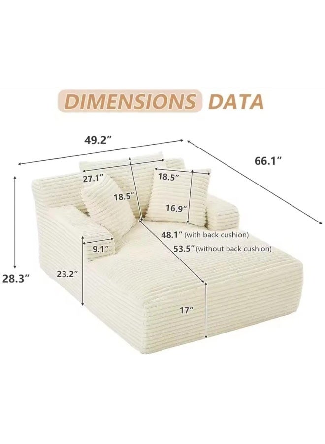 Corduroy Floor Sofa Chaise Lounger - Image 2