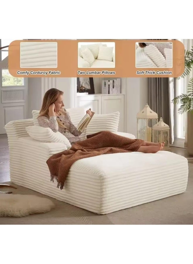 Corduroy Floor Sofa Chaise Lounger - Image 3