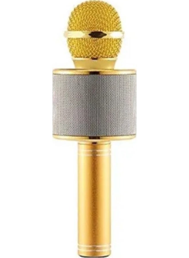 ميكروفون كاريوكي بلوتوث MIC-WS-858 – لون ذهبي، ميكروفون لاسلكي للغناء والصوت - Image 2