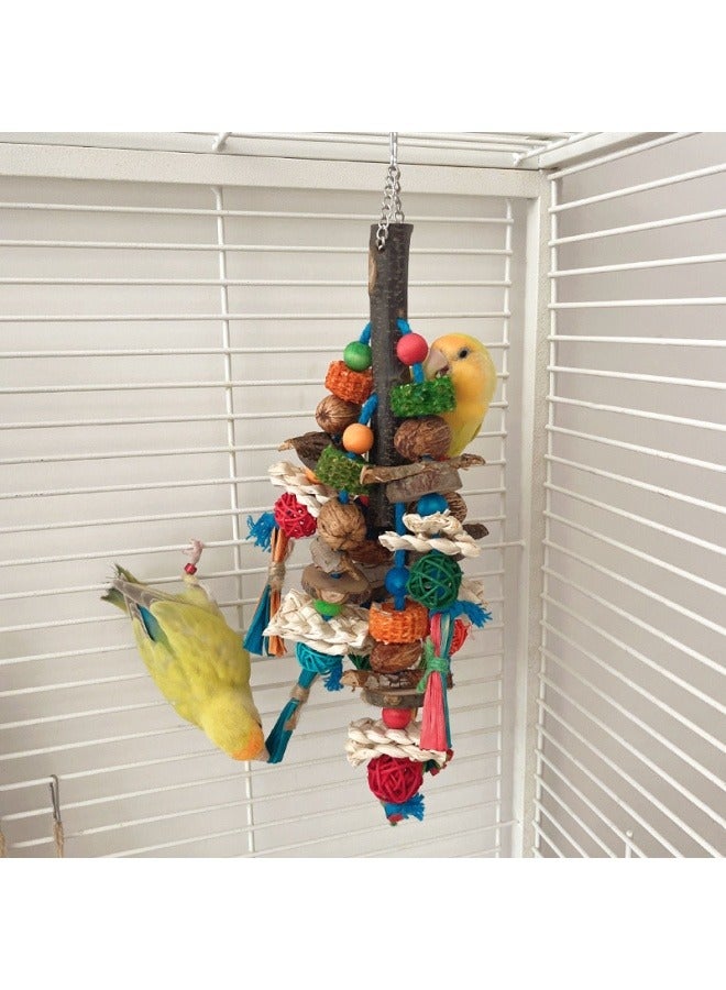 عام لعبة الببغاء ، عض وطحن الفم ، الطيور الفاوانيا Xuanfeng ، فك الضغط وتخفيف الملل ، المواد الطبيعية ، لعبة تمزيق الطيور ، مزيج سلسلة اللون - Image 3