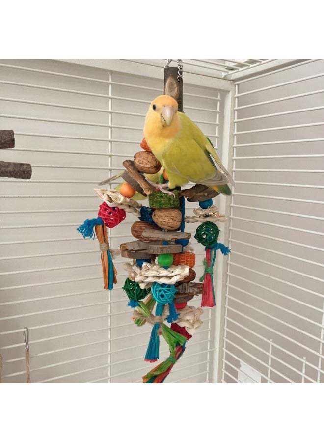 عام لعبة الببغاء ، عض وطحن الفم ، الطيور الفاوانيا Xuanfeng ، فك الضغط وتخفيف الملل ، المواد الطبيعية ، لعبة تمزيق الطيور ، مزيج سلسلة اللون - Image 4