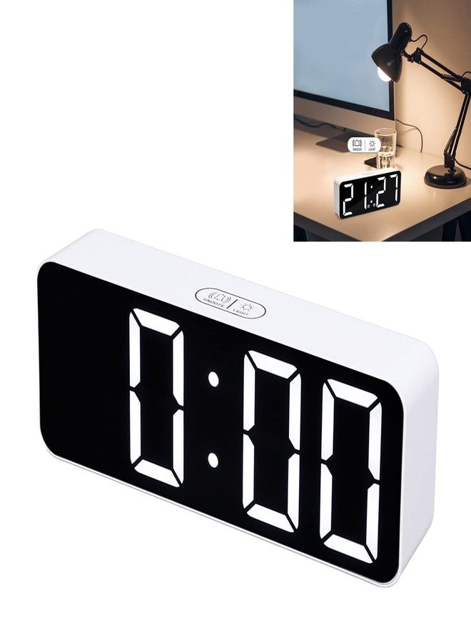 ناروت ساعة رقمية، ساعة منبه رقمية كبيرة، ساعة غرفة نوم بيضاء بسيطة بخط كبير على الطراز الأوروبي الشمالي، هدية مثالية. - Image 1