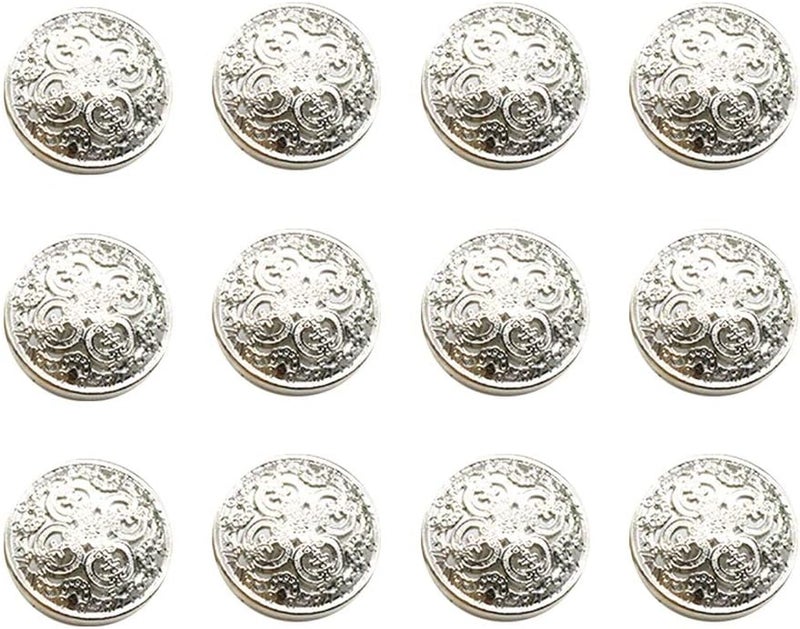 comfrt Metal Buttons 30pcs Vintage Antique Metal Blazer Buttons with Coats Buttons Jacket Buttons Shirt Suit Trousers Buttons Round Sewing Buttons for DIY Craft 25mm (Silver) Metal Sewing Buttons - Image 1