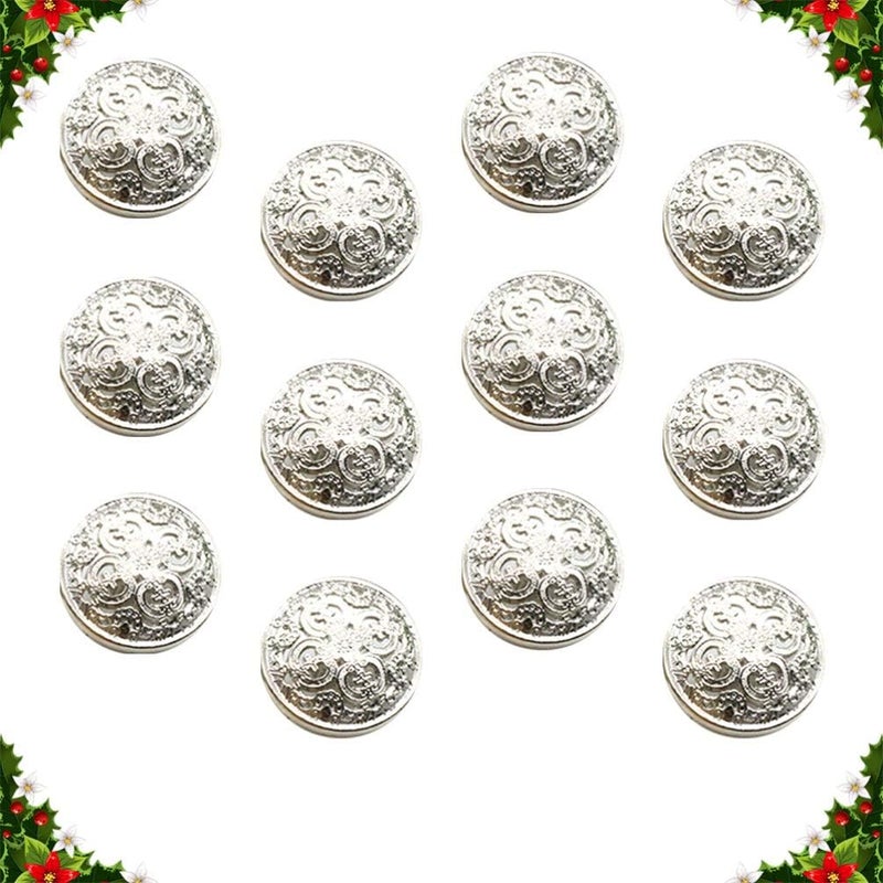 comfrt Metal Buttons 30pcs Vintage Antique Metal Blazer Buttons with Coats Buttons Jacket Buttons Shirt Suit Trousers Buttons Round Sewing Buttons for DIY Craft 25mm (Silver) Metal Sewing Buttons - Image 3