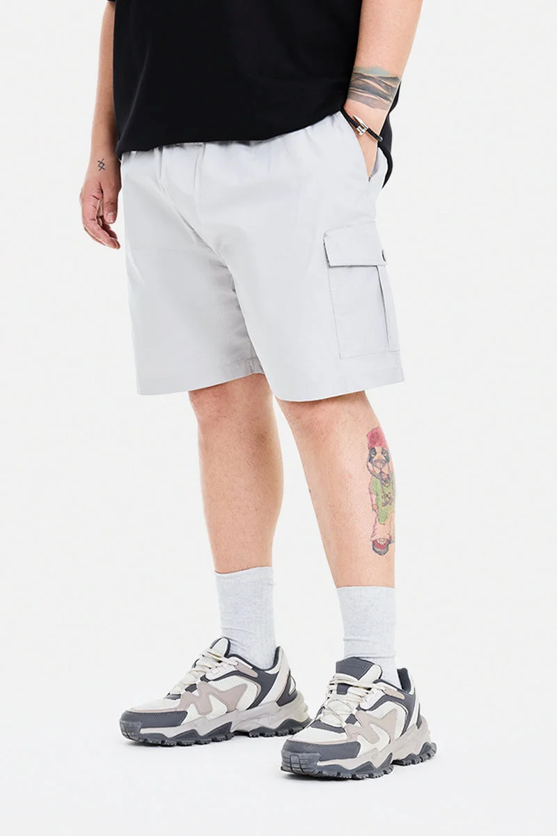 سنيتش Light Grey Textured Regular Fit Streetwear Plus Size Shorts