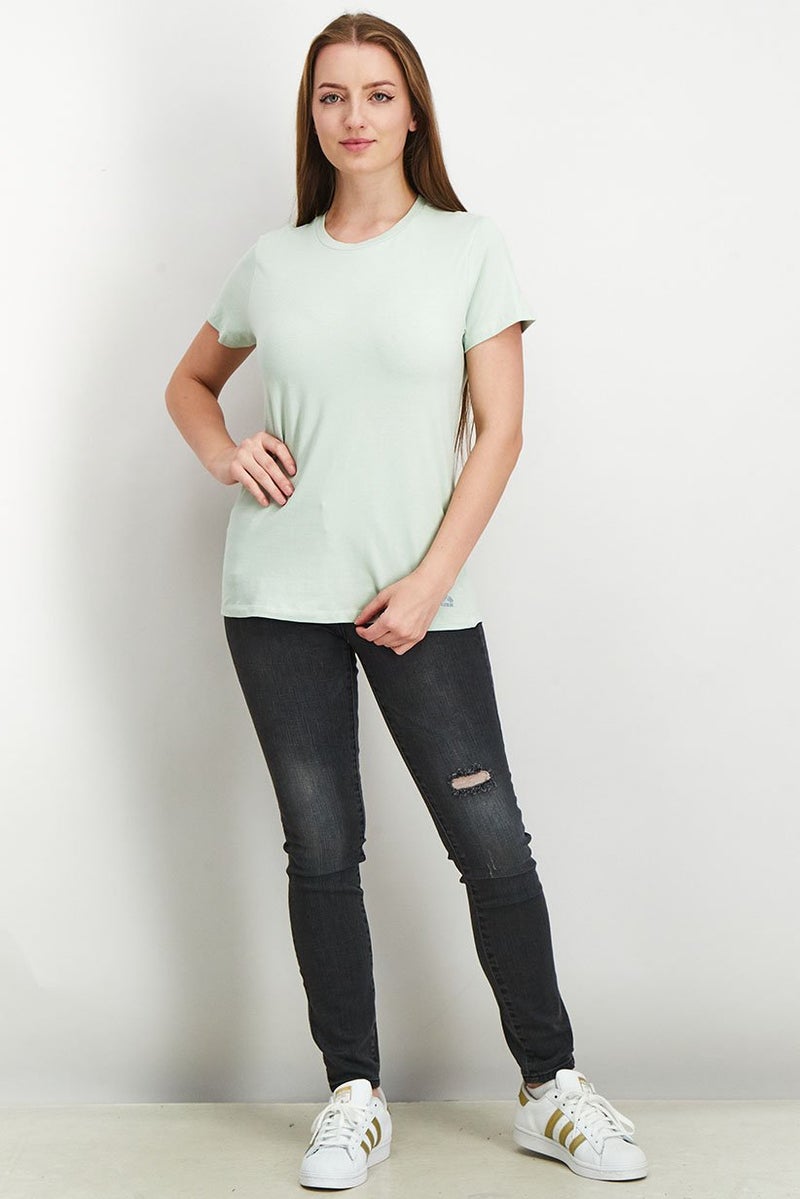 RBX Women Sportswear Fit Short Sleeves Training Plain T-Shirt, Tea Green - Image 3