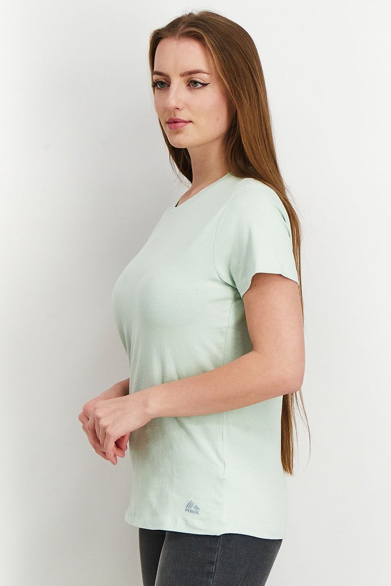 RBX Women Sportswear Fit Short Sleeves Training Plain T-Shirt, Tea Green - Image 2