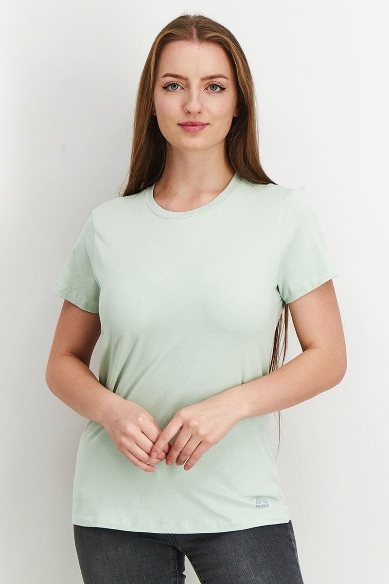RBX Women Sportswear Fit Short Sleeves Training Plain T-Shirt, Tea Green - Image 1