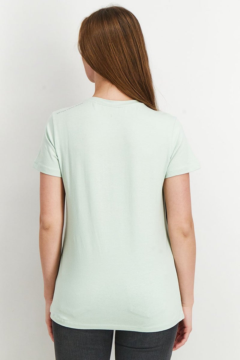 RBX Women Sportswear Fit Short Sleeves Training Plain T-Shirt, Tea Green - Image 4