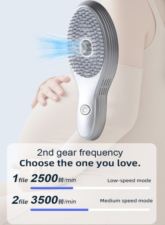 مشط كهربائي لتنظيف فروة الرأس، مشط تصفيف الشعر المضاد للقشرة، مغذي لفروة الرأس، تدليك وتصفيف الشعر الرقيق، العناية بالرأس (رمادي) - Image 2