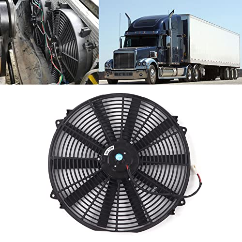 Naroote Radiator Fan, 24V 16in Slim Electric Cooling Fan Electric Radiator Fan Low Noise for Trucks, RVs, Trailers, with Retaining Clamps - Image 2