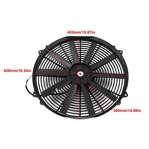 Naroote Radiator Fan, 24V 16in Slim Electric Cooling Fan Electric Radiator Fan Low Noise for Trucks, RVs, Trailers, with Retaining Clamps - Image 4