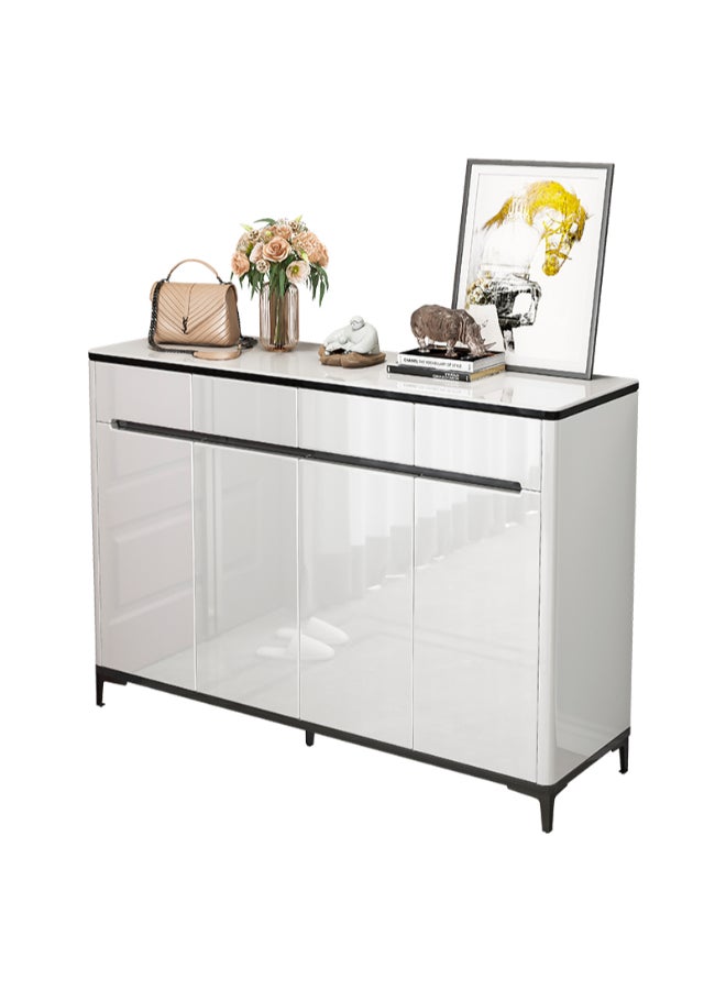 بست وان خزانة أحذية عملية وأنيقة مثالية للحفاظ على مساحة معيشة منظمة ومرتبة وجذابة 120×32×100 سم أبيض 4 أبواب 4 طبقات - Image 1