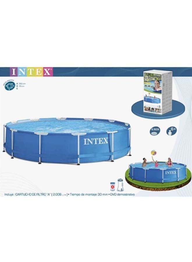 INTEX Superior Strength And Longer Durability Sturdy Circular Unisex Metal Frame Set Foldable Portable Lightweight Swimming Pool Blue Color 28200 Summer Splash Fun Water Pla - Image 1