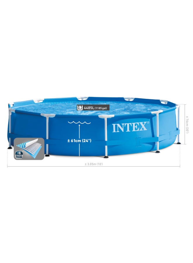 INTEX 10ft x 30in Metal Frame Above Ground Pool – 305cm x 76cm – Ages 6+ - Image 3