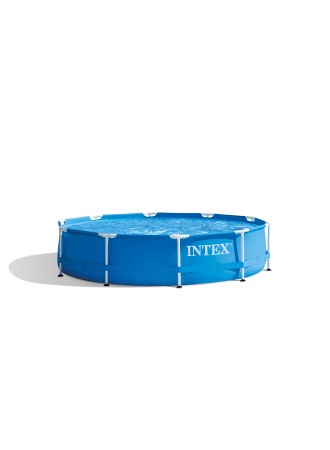 INTEX 10ft x 30in Metal Frame Above Ground Pool – 305cm x 76cm – Ages 6+ - Image 1