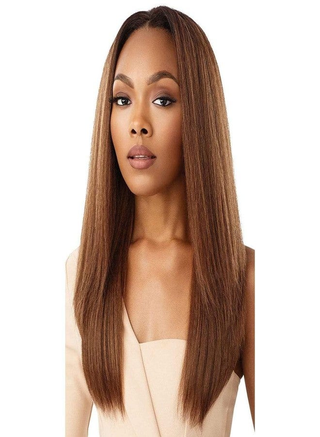 أوتر شعر مستعار Outre Quick Weave سهل التصفيف في 60 ثانية، قبعة شعر مستعار نصفية جديدة ناعمة وطبيعية من Neesha، مسطحة ولا تتطلب ترك الكثير من الشعر الطبيعي، NEESHA H302 (بني داكن 2) - Image 1