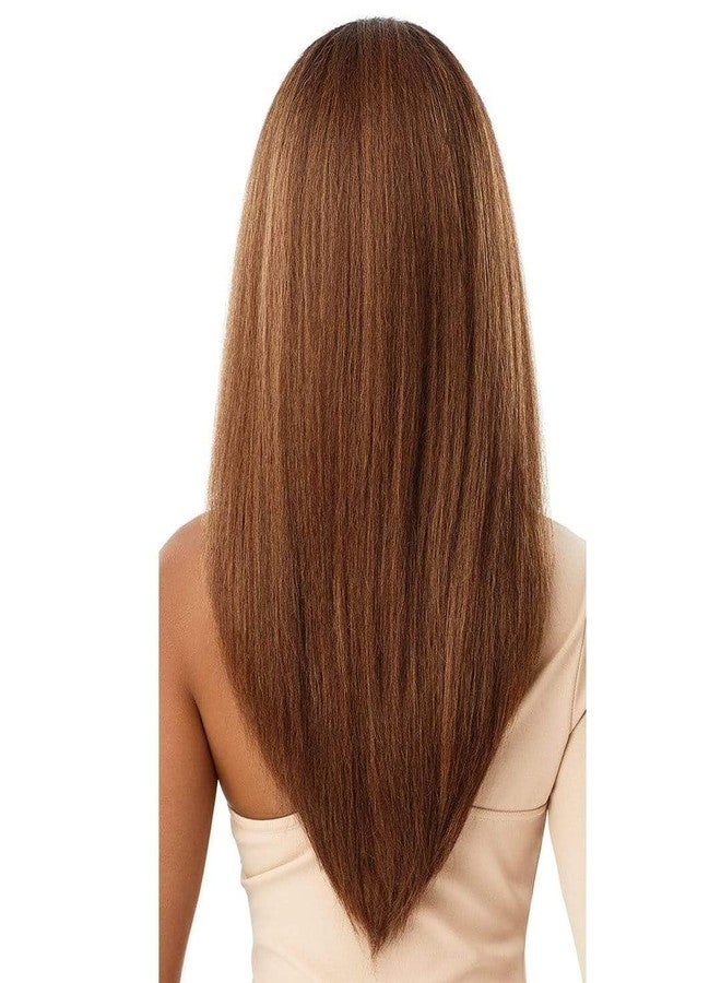 أوتر شعر مستعار Outre Quick Weave سهل التصفيف في 60 ثانية، قبعة شعر مستعار نصفية جديدة ناعمة وطبيعية من Neesha، مسطحة ولا تتطلب ترك الكثير من الشعر الطبيعي، NEESHA H302 (بني داكن 2) - Image 3