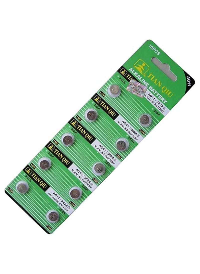 TIANQIU 10-Pieces Tianqiu AG11/ LR721H/ 362A 1.5V Alkaline Batteries 