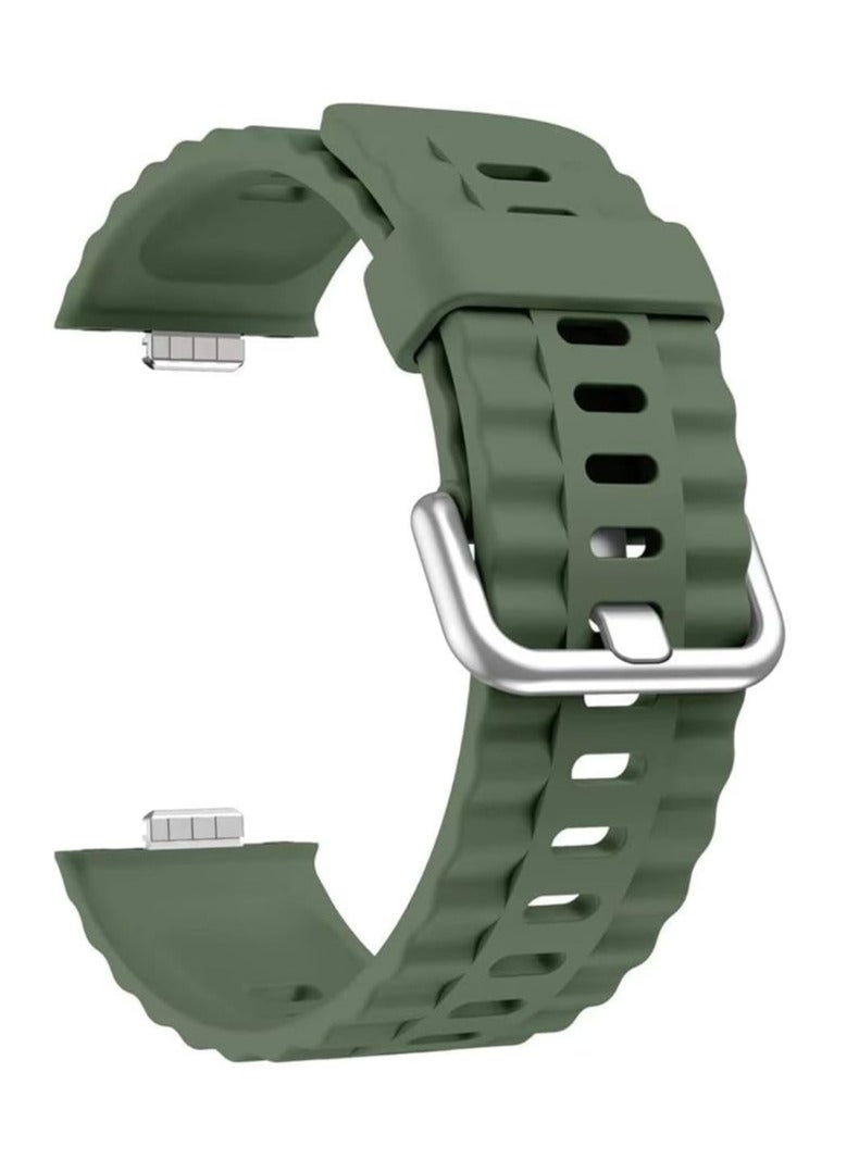 Wave Silicone Bracelet for Watch Fit 3/Watch Fit 4 Pro/Fit 4 Strap, Soft Silicone Sport Replacement Strap for Women/Men, Adjustable Waterproof Sports Band - Image 2