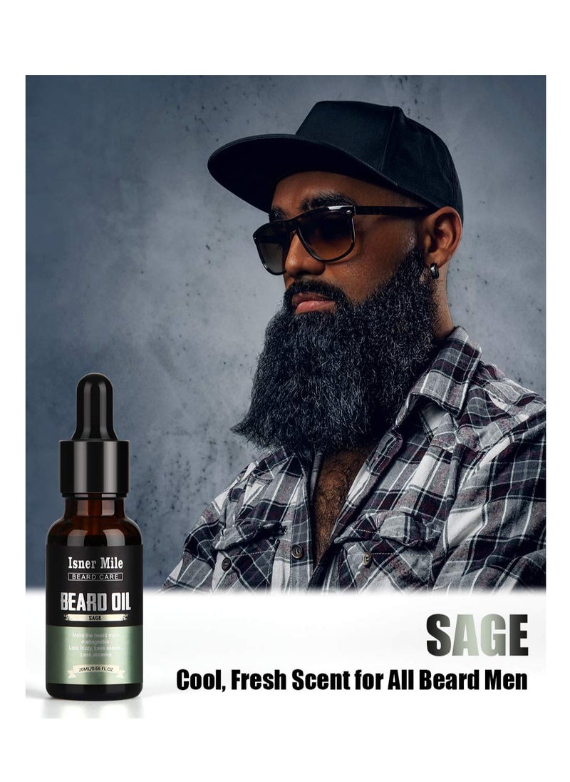 isner mile ISNER MILE 5 Pack Beard Oil Set Leave in Conditioner Cedarwood Sandalwood Sage Sweet Orange for Men Mustaches Soften Moisturizing Strength Stocking Stuffers Gifts for Him Man Dad Father Boyfriend  - Image 2