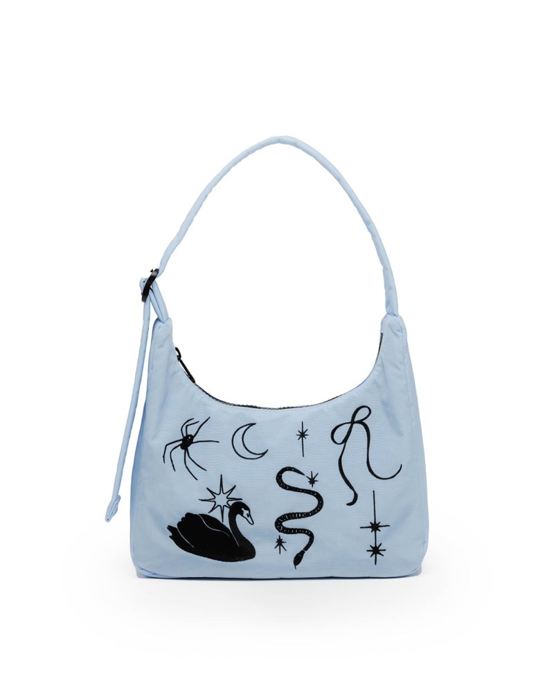 BAGGU Mini Nylon Shoulder Bag - Embroidered Ballet Icons - Image 1