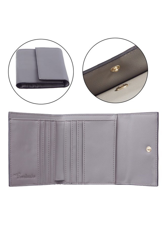 Travelambo - Rfid Blocking Small Mini Compact Wallet Coin Pouch Holder Trifold Credit Card Holder Pocket Purse For Women (Napa Grey) - Image 1