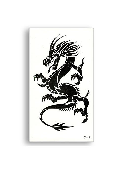 S.A.V.I SAVI Temporary Tattoo 3D Black Dragon Tattoo Sticker Size 105x6CM  1PC 431  - Image 1
